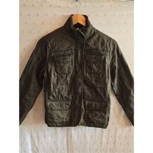 Barbour Kids Quilted Moto Jacket - Olive Green Fleece Lined Size Large